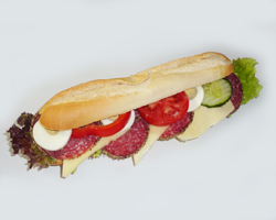 XXL Baguette (z.B. gefüllt mit Salami und Käse)